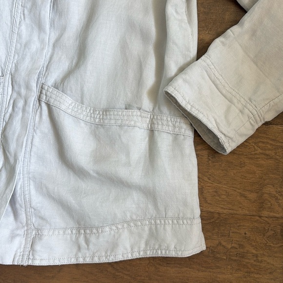 Nicole Miller Linen Lyocell Blend Eggshell Light Jacket Pockets Snaps Small - Picture 5 of 9